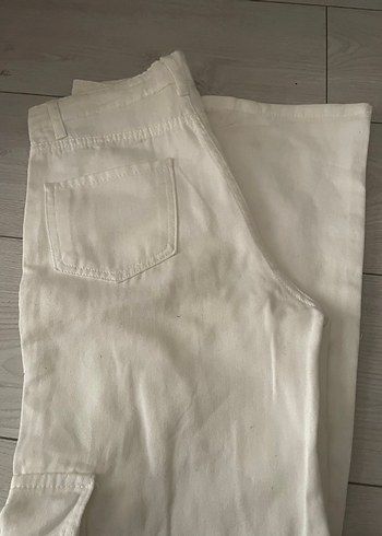 Beyaz Rahat Kesim Midi Kadın Kot Pantolon - Görsel 2