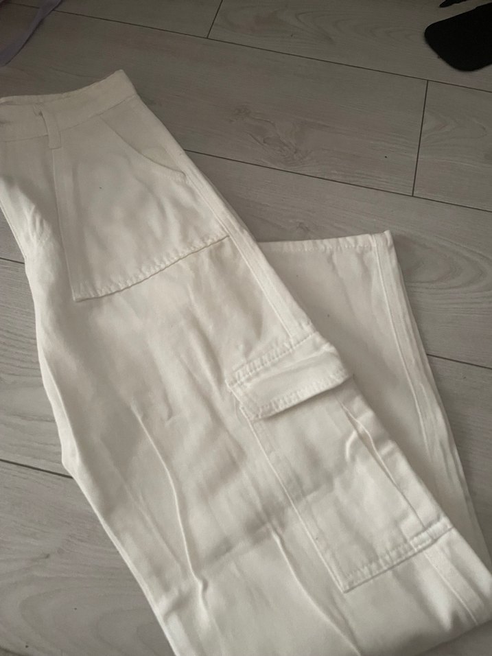 Beyaz Rahat Kesim Midi Kadın Kot Pantolon - Görsel 3