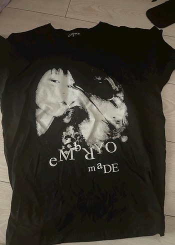 Siyah Baskılı Pamuk Tişört - Görsel 2