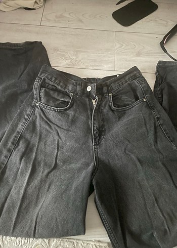 Siyah Rahat Kesim Midi Kot Pantolon - Görsel 2