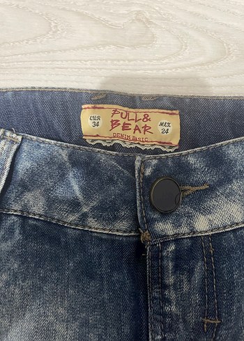 Mavi Batik Desenli Kot Mini Etek - Görsel 3