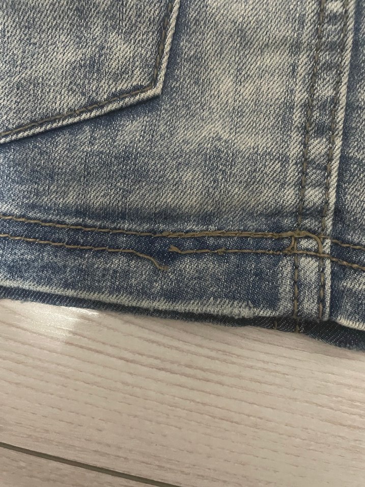 Mavi Batik Desenli Kot Mini Etek - Görsel 4