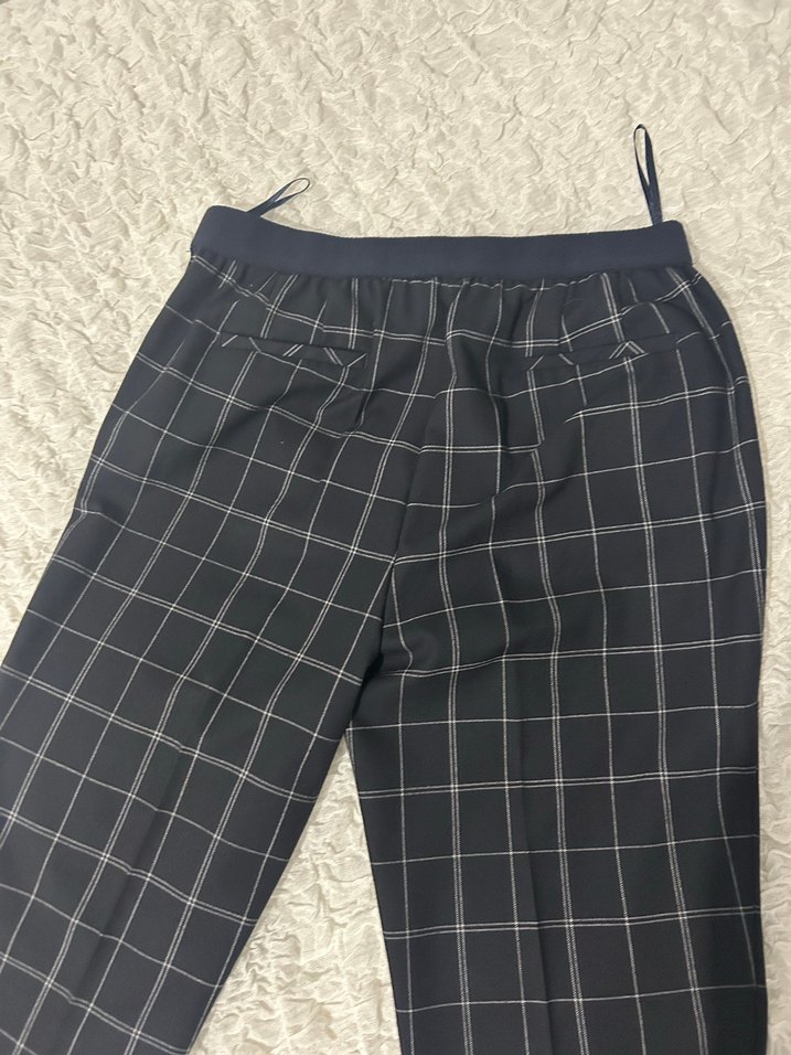 Gri Kareli Kadın Kumaş Pantolon - Görsel 3