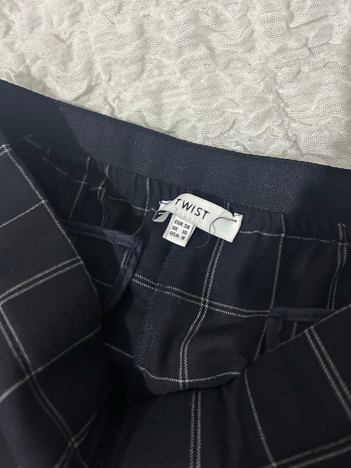 Gri Kareli Kadın Kumaş Pantolon - Görsel 2