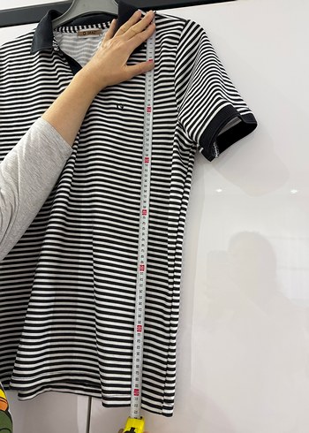 Siyah Beyaz Çizgili Erkek Polo Tişört - Görsel 6