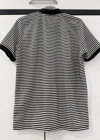 Siyah Beyaz Çizgili Erkek Polo Tişört - Görsel 2