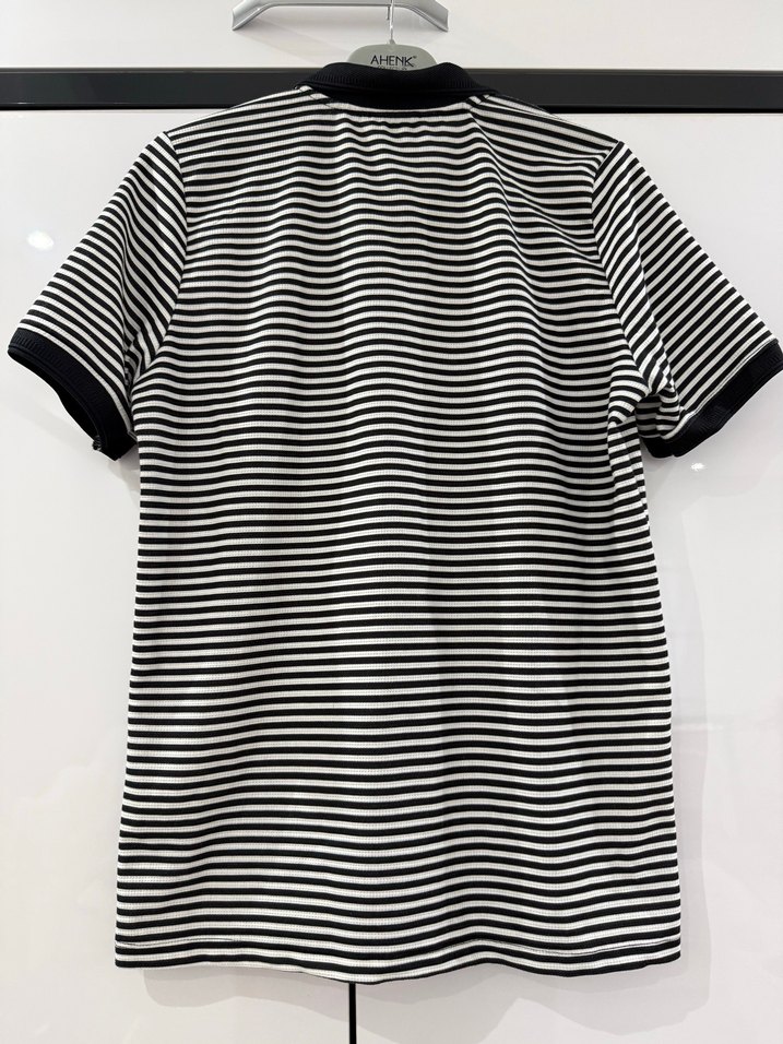 Siyah Beyaz Çizgili Erkek Polo Tişört - Görsel 2