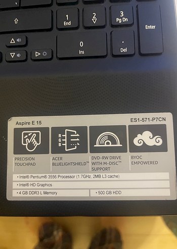 Siyah Acer Dizüstü Bilgisayar - Görsel 2