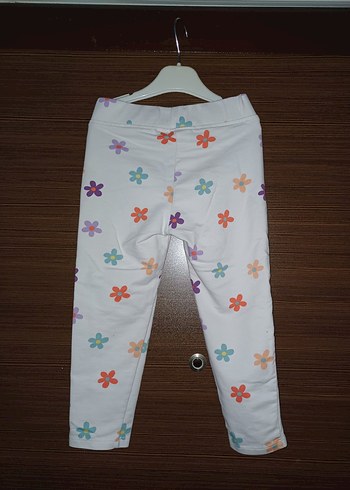 Beyaz Çiçek Desenli Kız Tayt - Görsel 2