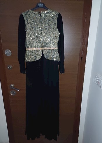 Nakışlı Siyah Uzun nişan elbisesi - Görsel 2