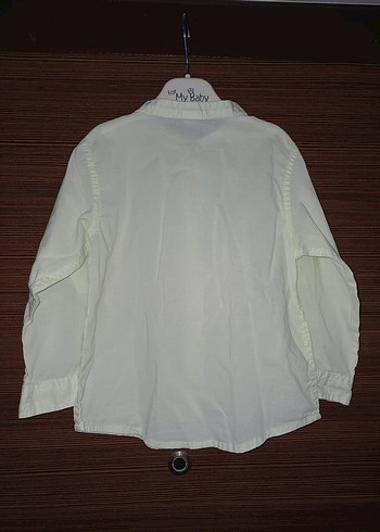 Düğmeli limon yesili acik renkErkek pamuklu Gömlek - Görsel 2