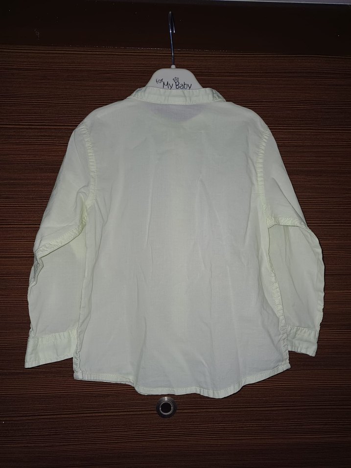 Düğmeli limon yesili acik renkErkek pamuklu Gömlek - Görsel 2