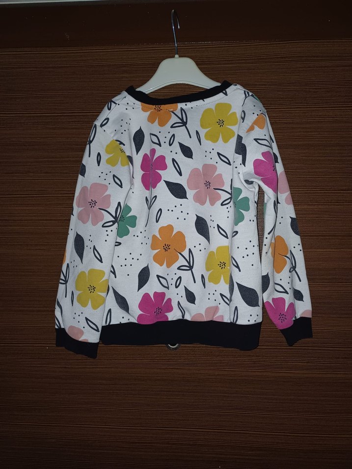 Çiçek Desenli Renkli Kız Sweatshirt - Görsel 2