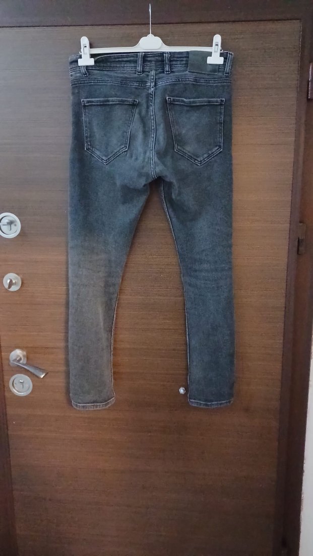 Gri Düğmeli Erkek Denim Pantolon - Görsel 2