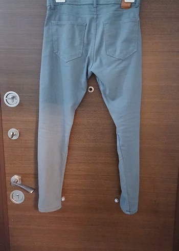 Gri Erkek Denim Pantolon, Düğmeli, Normal Boy - Görsel 2