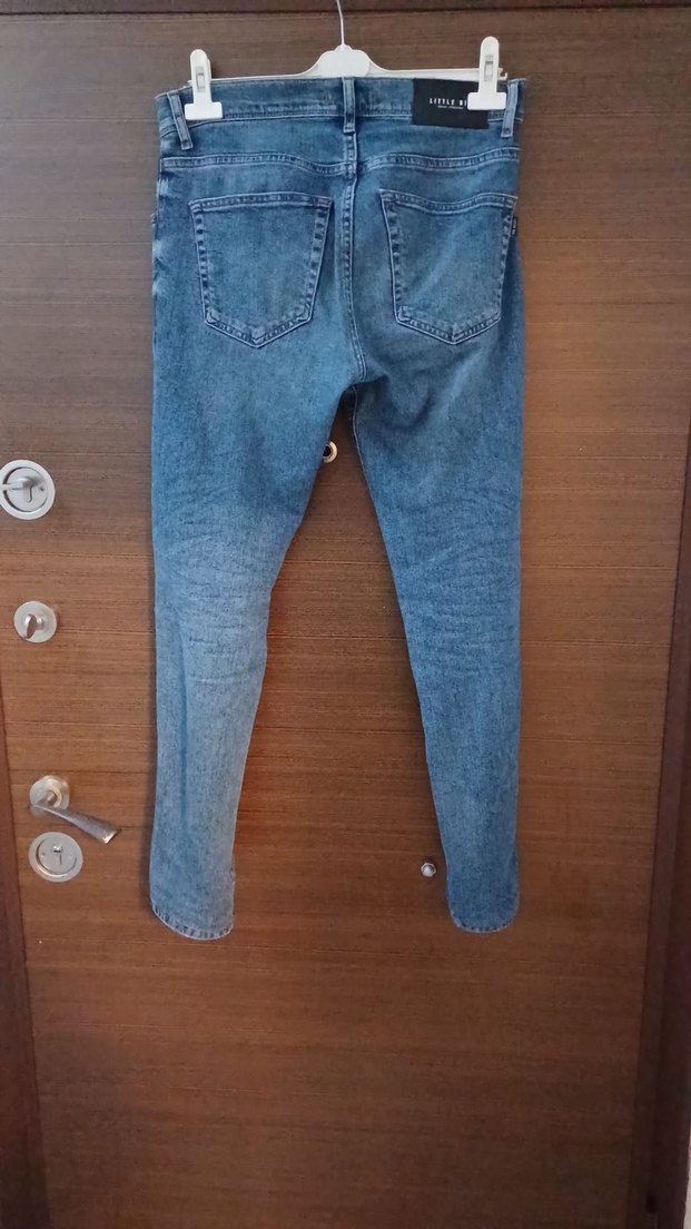 Düğmeli  Mavi Kadın Kot Pantolon - Görsel 2