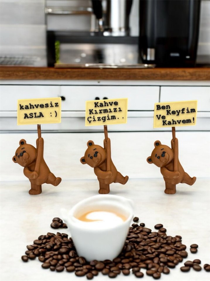 Kahve Temalı Kahverengi Ayıcık Figürleri - Görsel 2