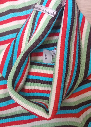 Çizgili Örgü Mini  Şort - Görsel 3