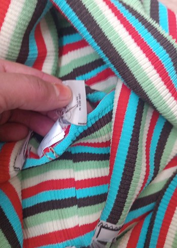 Çizgili Örgü Mini  Şort - Görsel 4