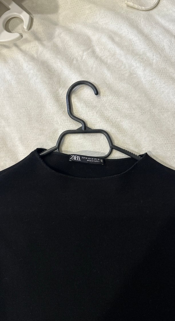 Zara Siyah Midi Triko Elbise - Görsel 3