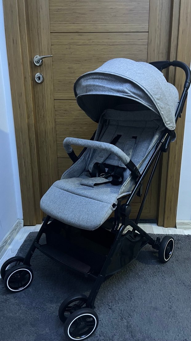 Kabin boy Gri Bebek Arabası Hafif ve Katlanabilir - Görsel 3