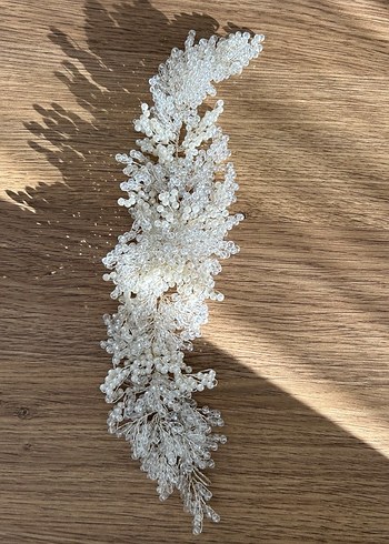 Beyaz Boncuklu Cam Saç Aksesuarı-gelin tacı - Görsel 2