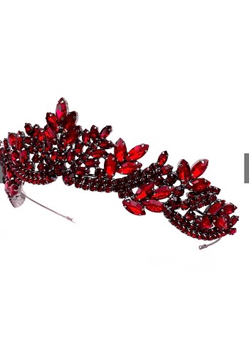 Bordo Parlak Taşlı Kadın kına  Taç - Görsel 5