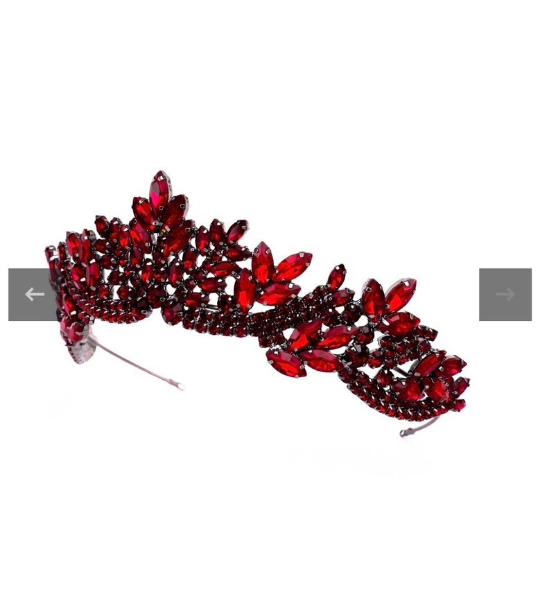 Bordo Parlak Taşlı Kadın kına  Taç - Görsel 5