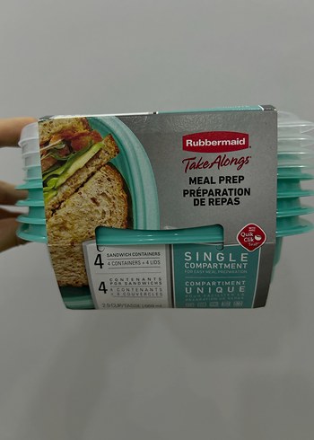 Rubbermaid Turkuaz Tek Bölmeli Yemek Kabı Seti - Görsel 2