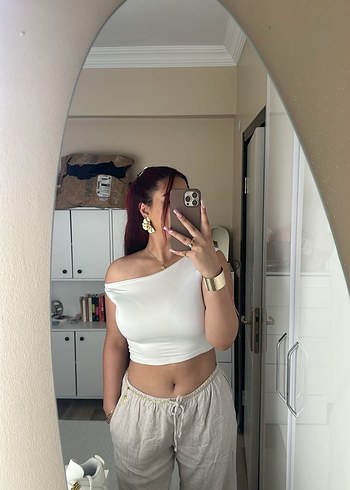 Bershka krem keten pantalon - Görsel 7