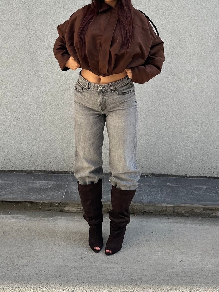 Stradivarius Gri Jeans Pantolon - Görsel 5