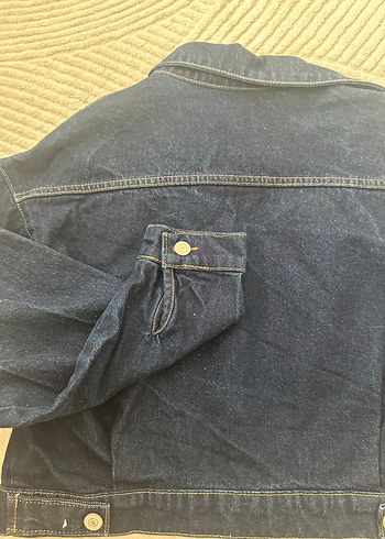 Mavi crop kot ceket - Görsel 4