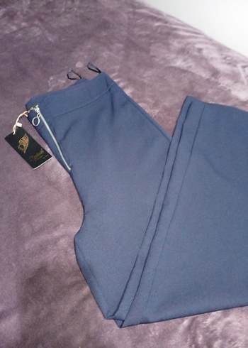 Lacivert Kadın Kumaş Pantolon Rahat Kesim - Görsel 3