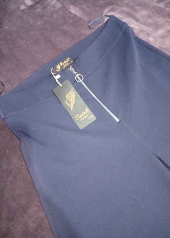 Lacivert Kadın Kumaş Pantolon Rahat Kesim - Görsel 2