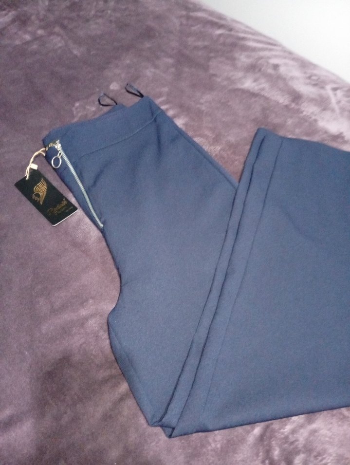 Lacivert Kadın Kumaş Pantolon Rahat Kesim - Görsel 3