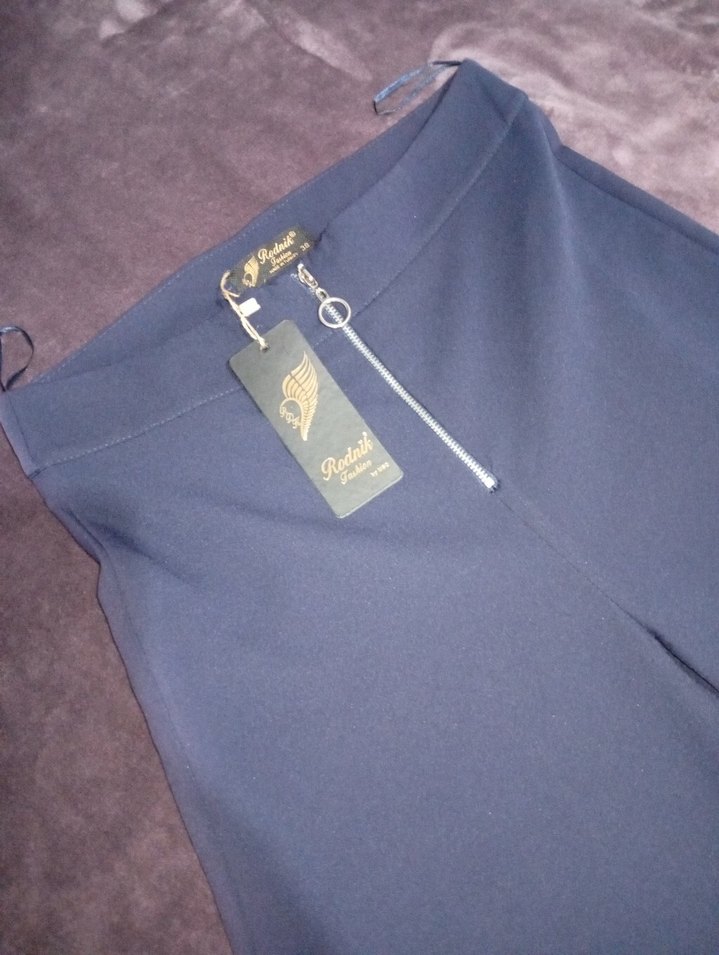 Lacivert Kadın Kumaş Pantolon Rahat Kesim - Görsel 2