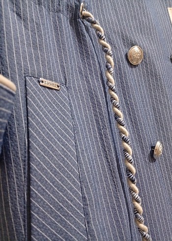 ZÜHRE Uzun Mavi Trençkot - Görsel 5