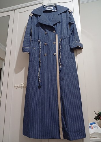 ZÜHRE Uzun Mavi Trençkot - Görsel 2