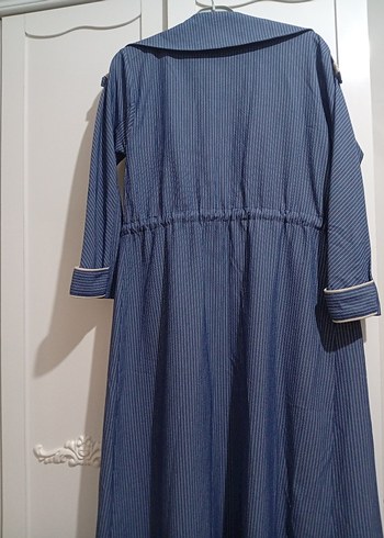 ZÜHRE Uzun Mavi Trençkot - Görsel 7