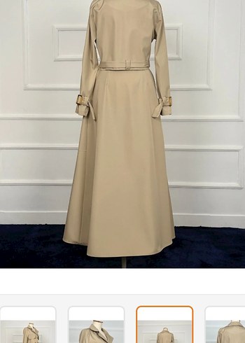 Bej Mini Kadın Etekli Takım Trençkot - Görsel 7