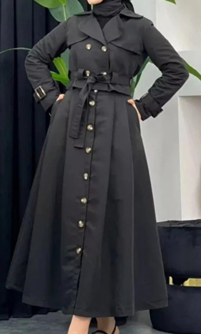 Bej Mini Kadın Etekli Takım Trençkot - Görsel 5