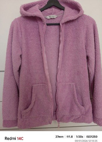 LCW Kız Çocuk Kapüşonlu Mor Fermuarlı Ceket - Görsel 5