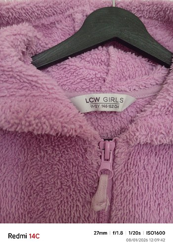 LCW Kız Çocuk Kapüşonlu Mor Fermuarlı Ceket - Görsel 2