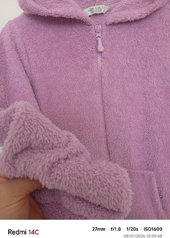 LCW Kız Çocuk Kapüşonlu Mor Fermuarlı Ceket - Görsel 3