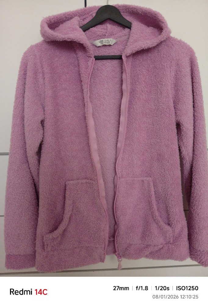 LCW Kız Çocuk Kapüşonlu Mor Fermuarlı Ceket - Görsel 5