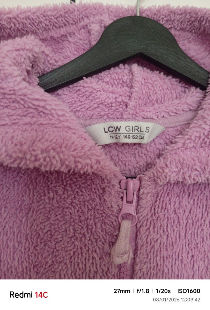 LCW Kız Çocuk Kapüşonlu Mor Fermuarlı Ceket - Görsel 2