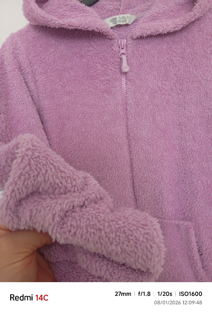 LCW Kız Çocuk Kapüşonlu Mor Fermuarlı Ceket - Görsel 3