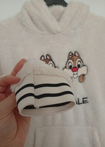 LCW Kız Çocuk Bej Peluş Sweatshirt - Görsel 4