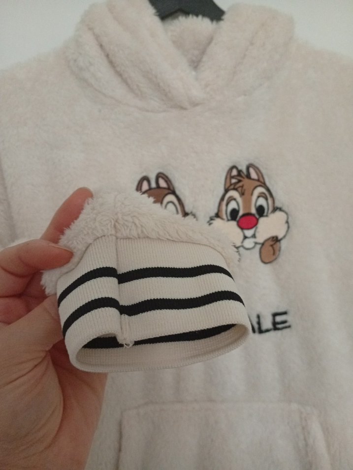 LCW Kız Çocuk Bej Peluş Sweatshirt - Görsel 4