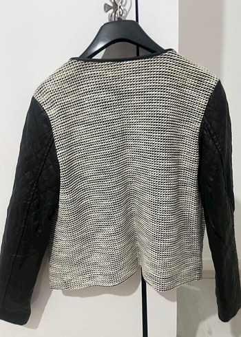 Gri Deri Kollu Fermuarlı Kadın Ceket - Görsel 3